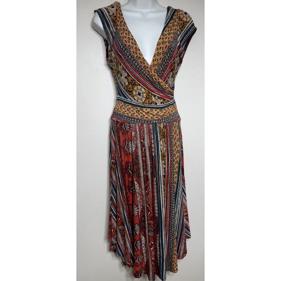 Anthropologie Dresses & Skirts - Anthropologie Maeve Tamera Surplice Dress Midi Fit Flare Women’s XS Sleeveless